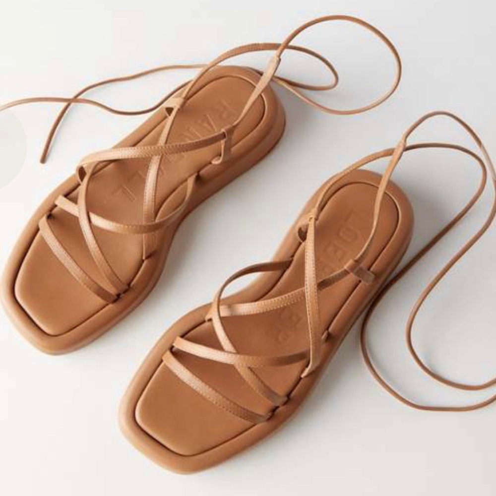 The Loefflet Randall Beau Wrap Platform Sandal Crisscross Straps Leather Sz 8